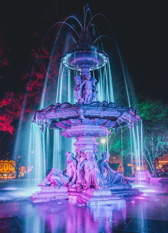 Fountain with Evening Illumination