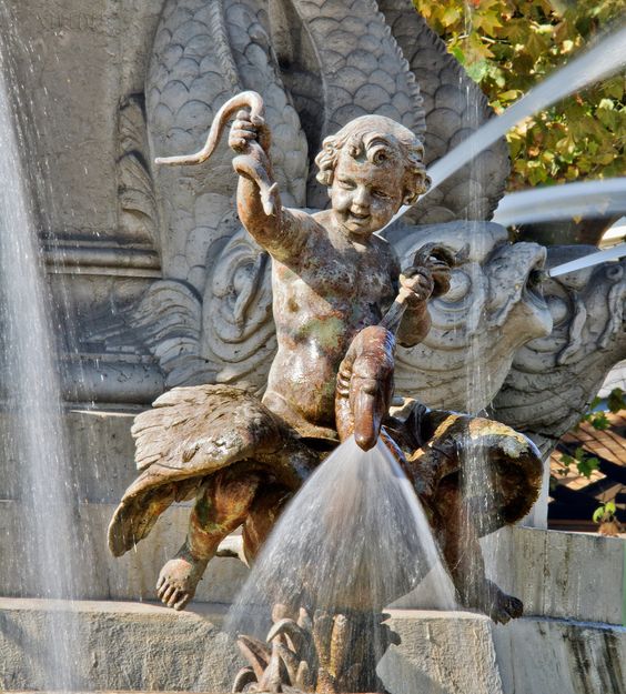 Fountain with Evening Illumination