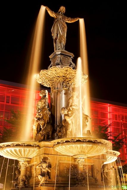 Fountain with Evening Illumination