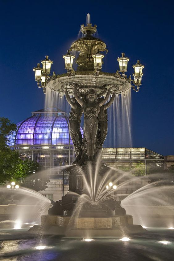 Fountain with Evening Illumination