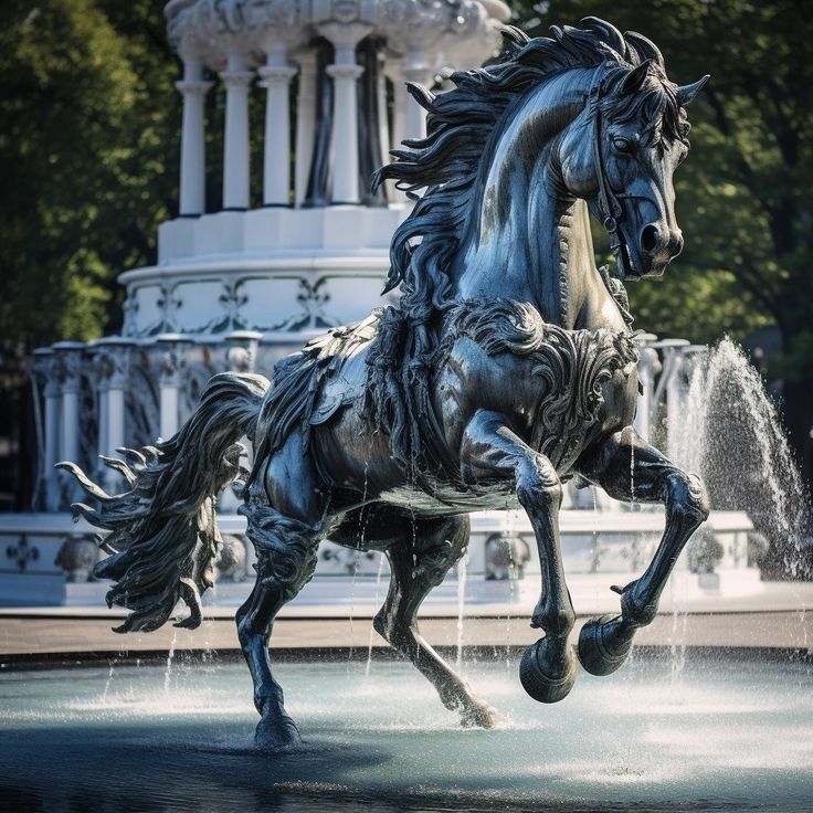 3-TIER WINGED HORSES STATUE FOUNTAIN