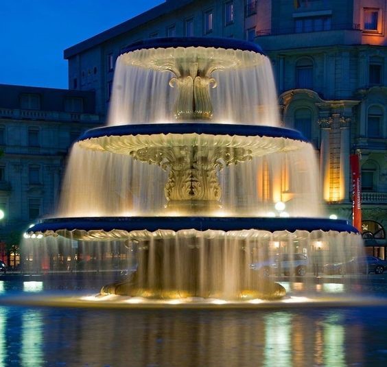 Fountain with Evening Illumination