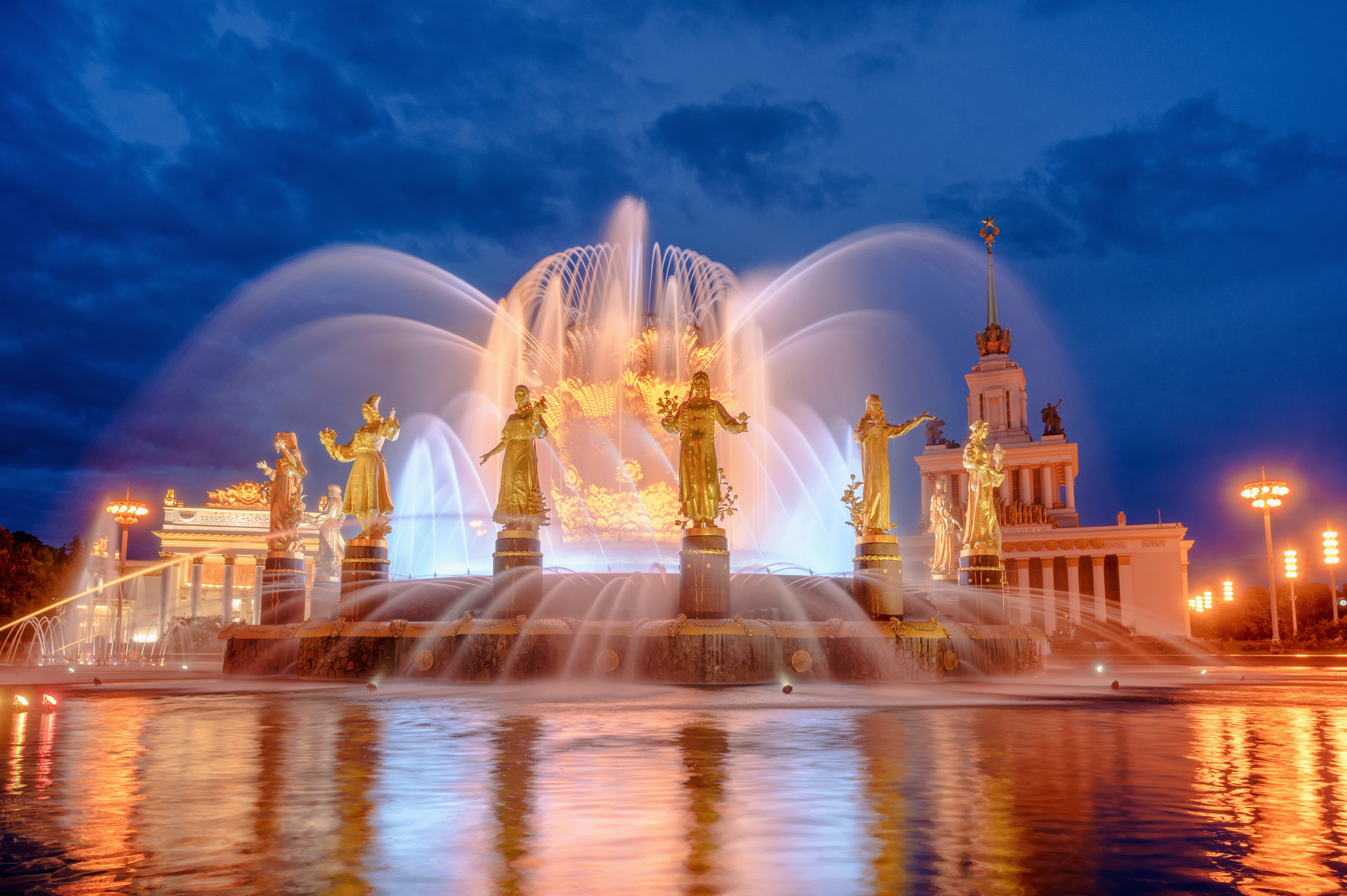 Fountain with Evening Illumination