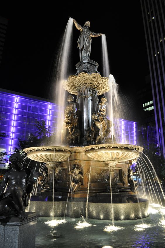 Fountain with Evening Illumination