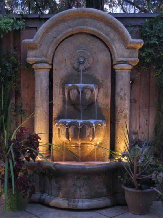 Fountain with Evening Illumination